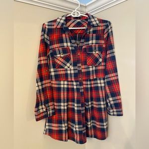Plaid Mini Dress - Red and Blue